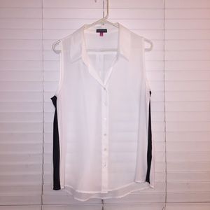 Vince Camuto white sheer sleeveless top