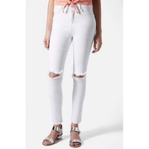 white ripped jeans topshop