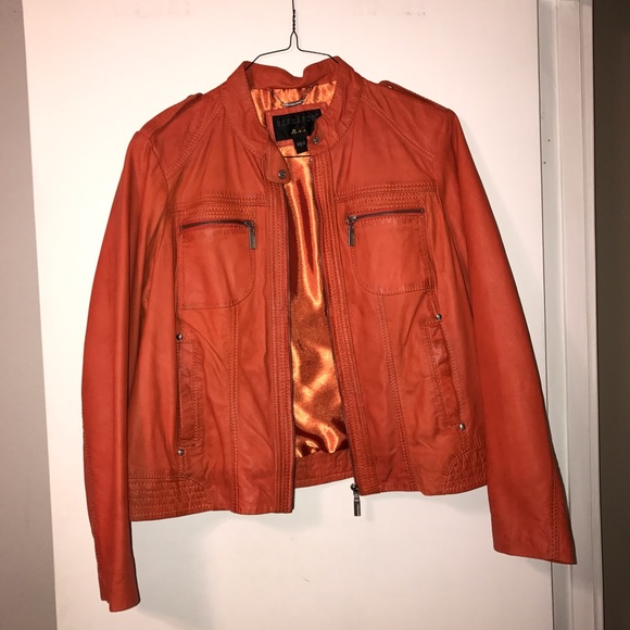 Orange Bernardo genuine leather jacket 1X