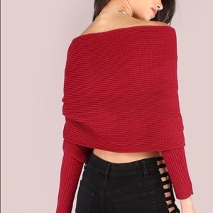 Wrap over shoulder sweater
