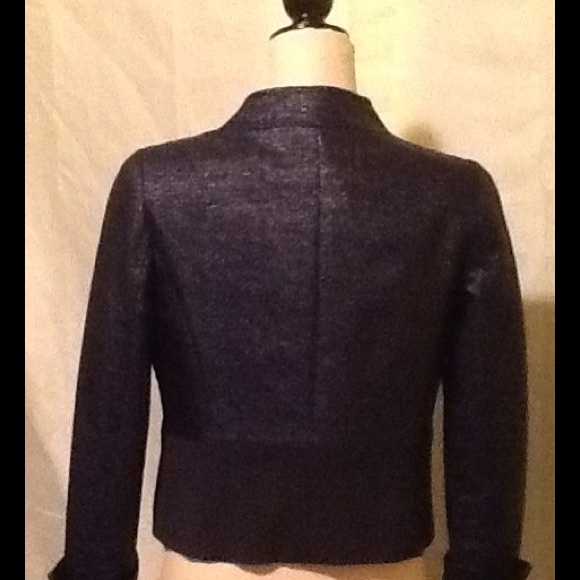 EUC 💋 WORTH Metallic Blue Crop Jacket 💋 - Picture 2 of 3