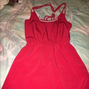 Red Forever 21 dress, with criss cross back