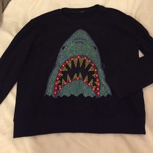 Rhinestone shark sweatshirt
