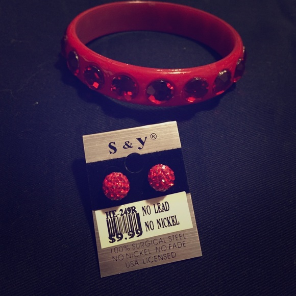 Red Sparkly Earrings