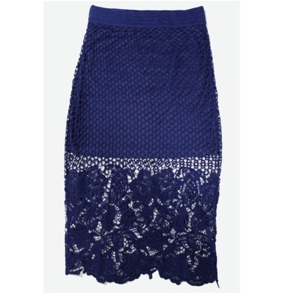 ✨Blue Crochet Lace Pencil Skirt✨ - Picture 4 of 4