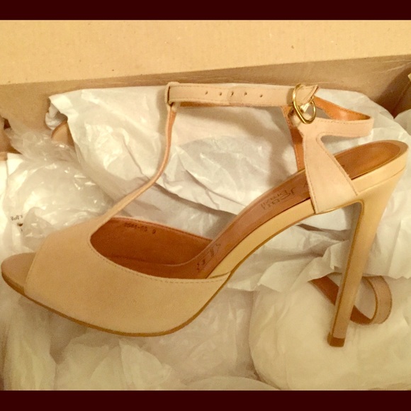 Suede cream strappy heels