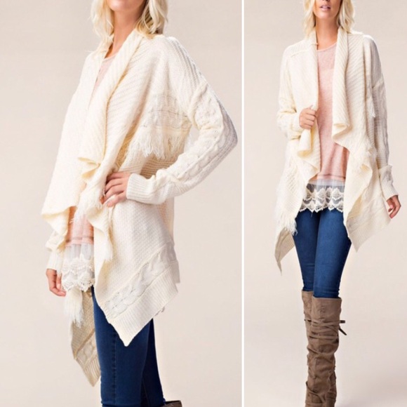 Sweaters - Ivory Super soft draped cardigan