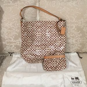 COACH glossy tote bag with matching clutch