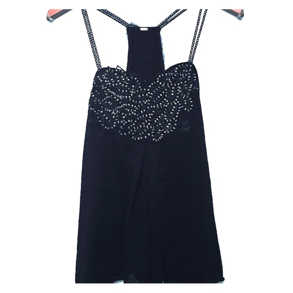 Free People Beaded Embellished Leaf Tank