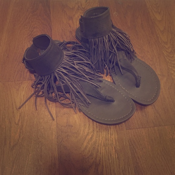 Grey fringe forever 21 sandals