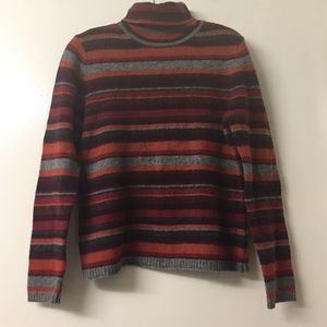 Multicolored Striped Turtleneck Sweater