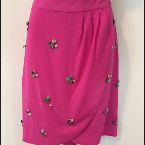 Wrap Hot Pink Button Skirt
