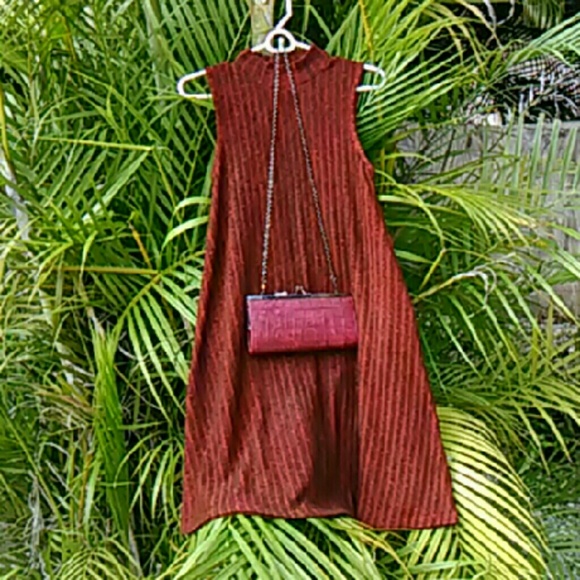 Allison Brittney Dresses - Red Mock Turtleneck A-Line Swing Dress Allison Brittney Dresses - Red Mock Turtleneck A-Line Swing Dress