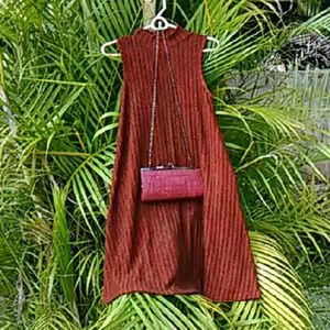 Allison Brittney Dresses - Red Mock Turtleneck A-Line Swing Dress Allison Brittney Dresses - Red Mock Turtleneck A-Line Swing Dress