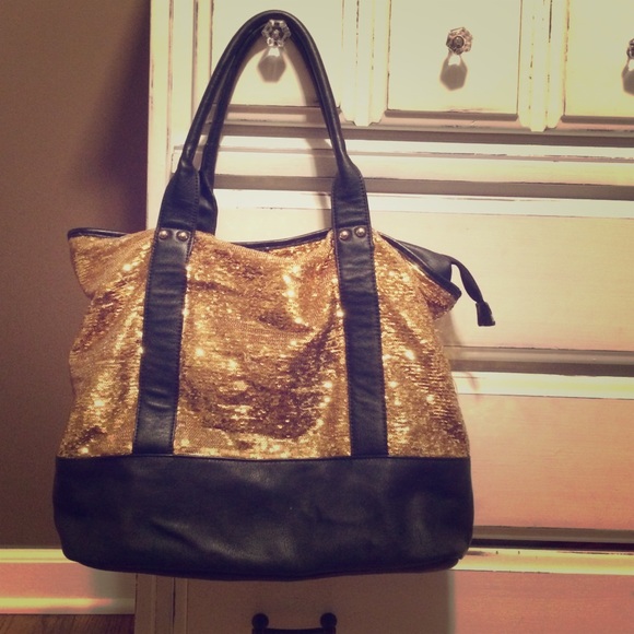 Gold sequin tote