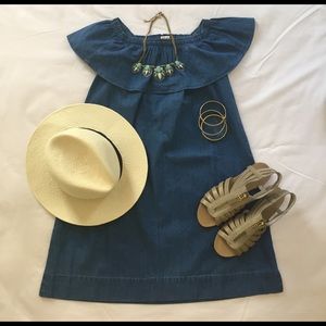 JCrew- Crew Cuts Chambray Off Shoulder Mini Dress