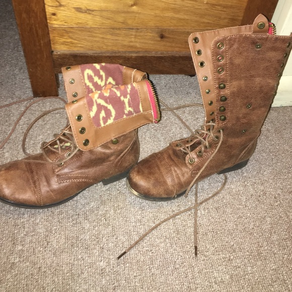 Madden girl brown combat boots