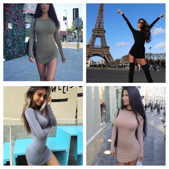 Super soft mini slim dress S/M/L/XL FOUR colors - Picture 2 of 3