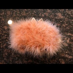 BCBG ostrich feather clutch