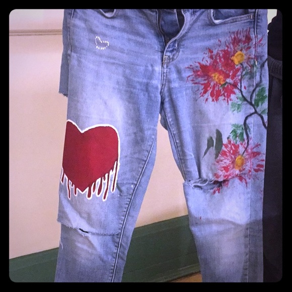 Vintage American eagle jeans customized by peachy