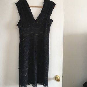 Nicole miller v neck sleeveless lace dress