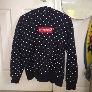 Navy Blue and White Supreme Sweatshirt