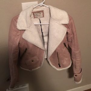 Faux leather Sherpa jacket