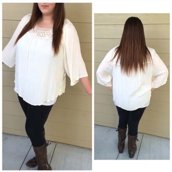 Tops - BLOWOUT! (Plus) White boho blouse