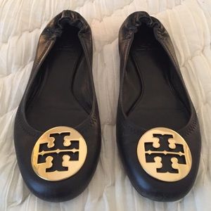 Tory Burch Reva flats with gold logo