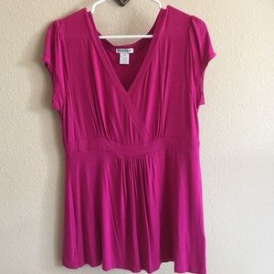Hannah V Neck Fuchsia Top, Size M