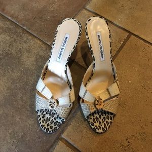 Manolo Blahnik mixed print heeled sandal!