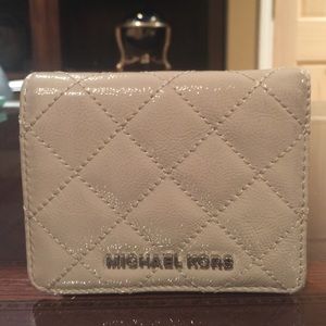Michael Kors patent leather silver wallet