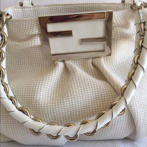 White cream Fendi purse hand bag