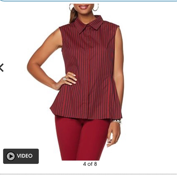 DG2 by Diane Gilman Red Checkered Peplum Top