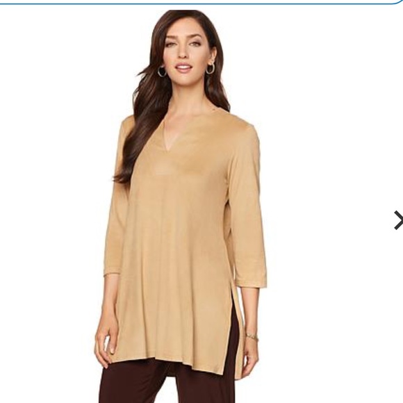 Slinky Brand 3/4 Faux Suede Tunic