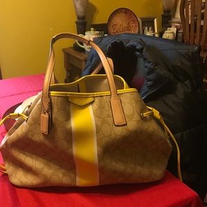 Yellow and beige Coach Bag