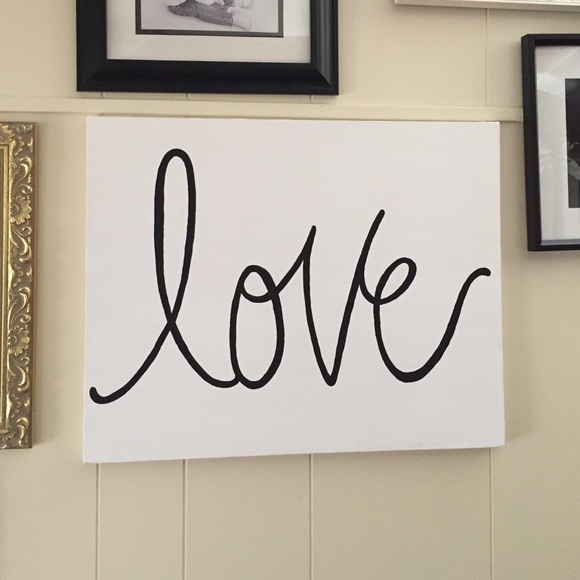 Hand painted Love Wall Hanging on Canvas - Picture 2 of 2