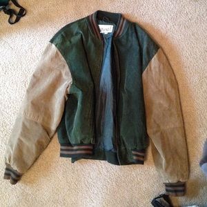 Heavy sueded leather bomber jacket