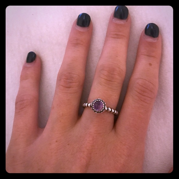 Birthday Blooms Pandora Ring, February, Amethyst