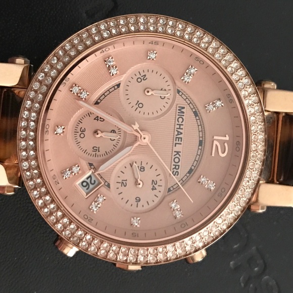 Michael Kors Rose Gold Tortuous Shell Watch