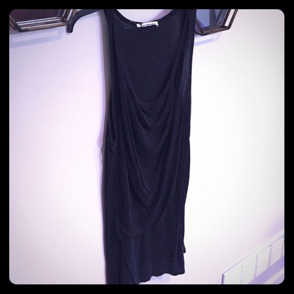 T by Alexander Wang cotton black drape dress