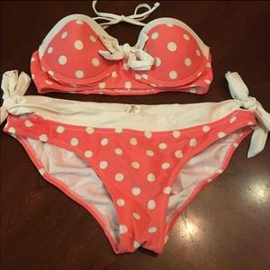 Coral polka dot OP bikini
