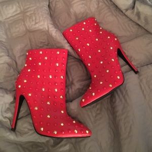 Red Studded Booties
