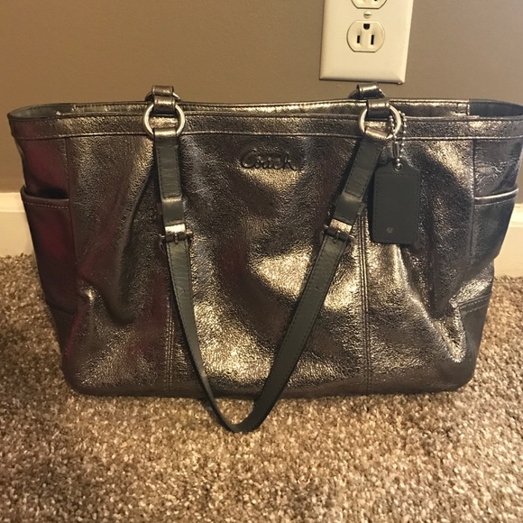 Coach dark silver purse