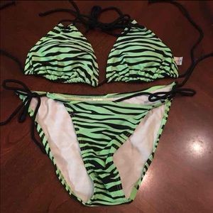 Neon green zebra XXI bikini
