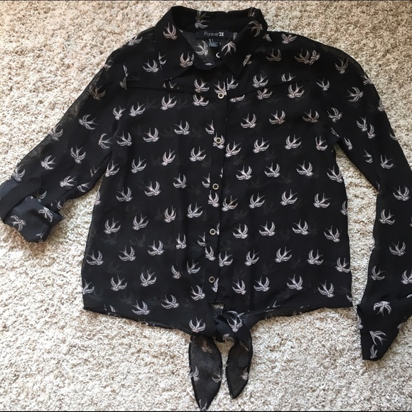 Bird pattern button up - Picture 2 of 3