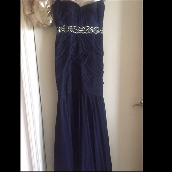 Navy Blue Cache Mermaid Gown Dress Prom
