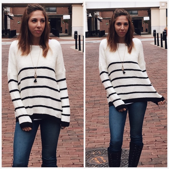 Black & White Striped Sweater - Picture 3 of 3