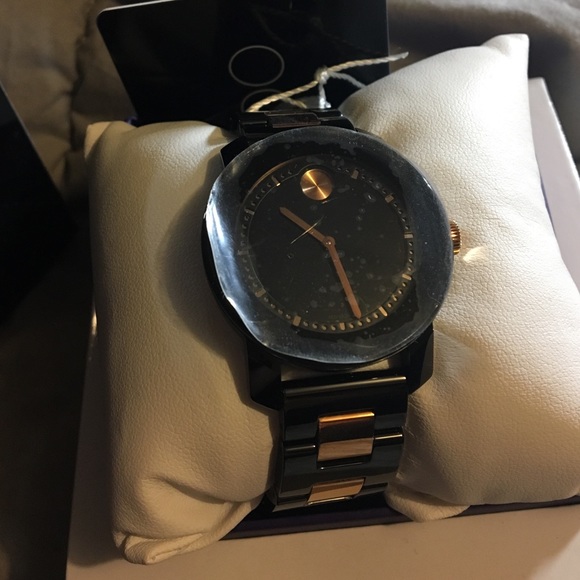 Brand new Movado Bold black and rose gold watch