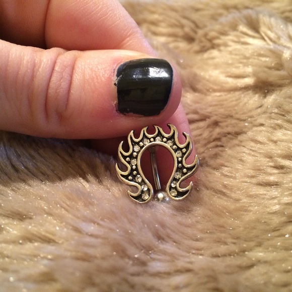 Flame Horseshoe Belly Button Ring
